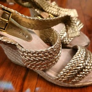Gold wedge sandals size 7.5